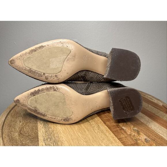 AGL Bootie Zip Up Snakeskin Pattern Block Heel Size 37 Italy Tan/Brown - Picture 8 of 12